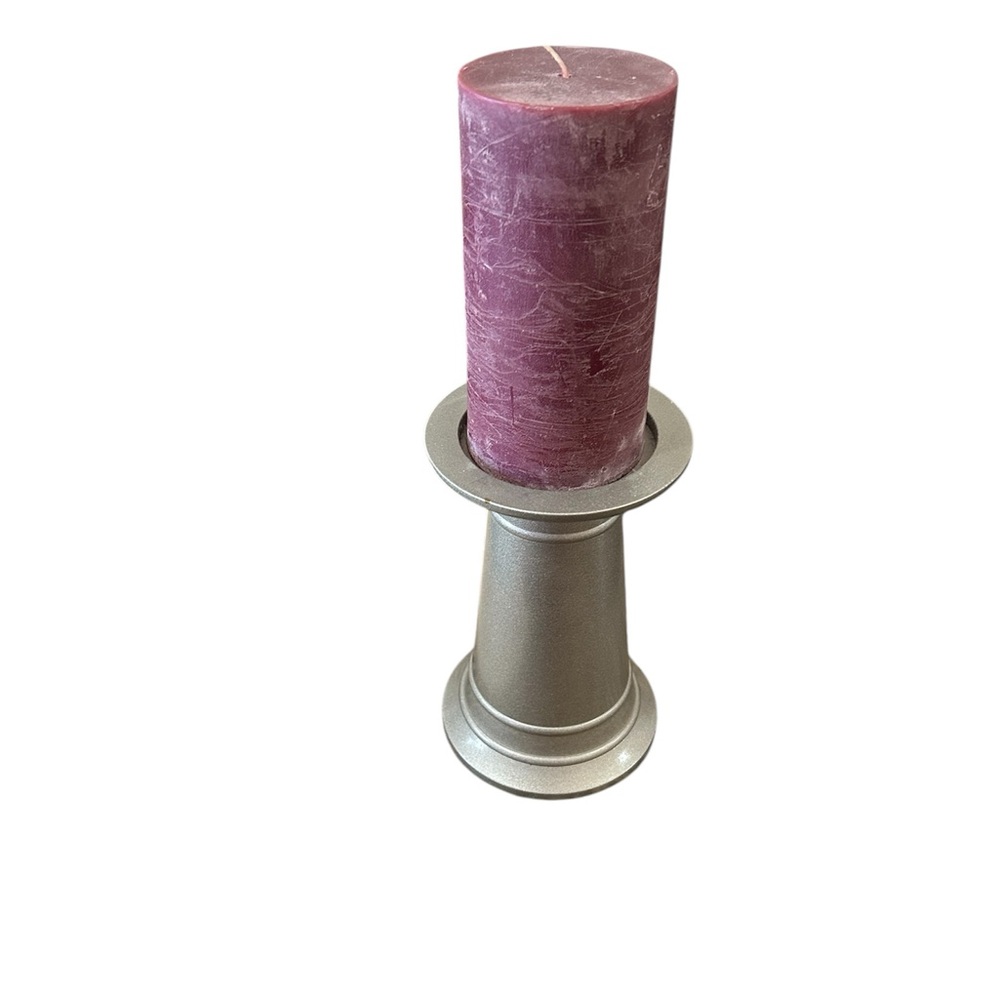 Pottery Barn Vintage 1990’s Purple Candle attached with Silver Holder home decor
